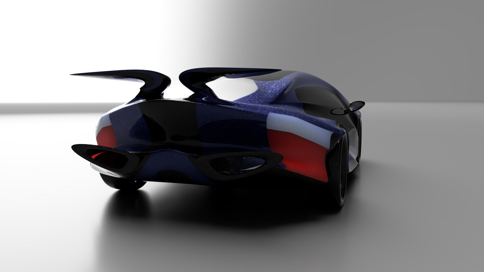 car high poly futuristic electric Low-poly 3D model_48