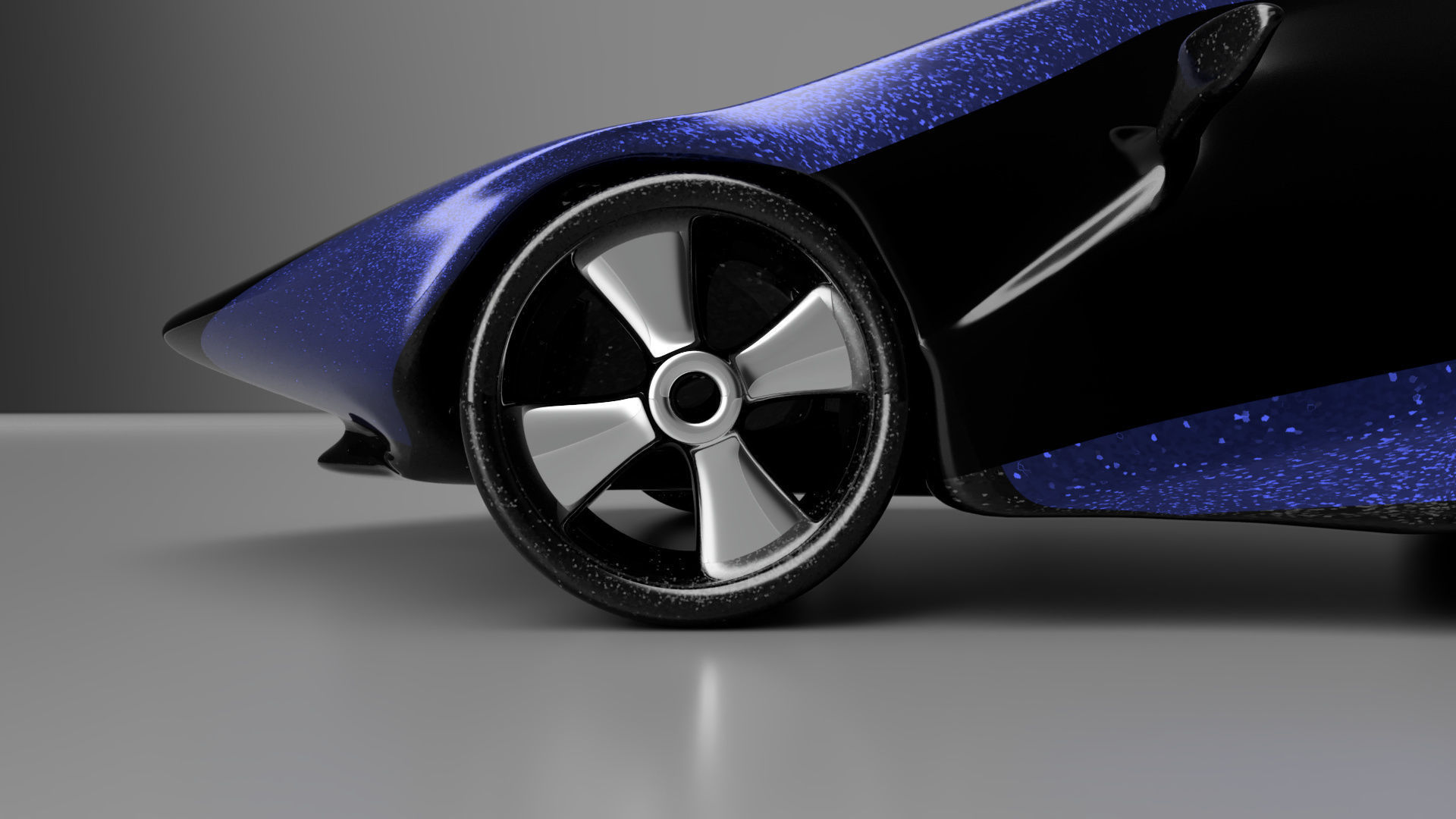 car high poly futuristic electric Low-poly 3D model_44