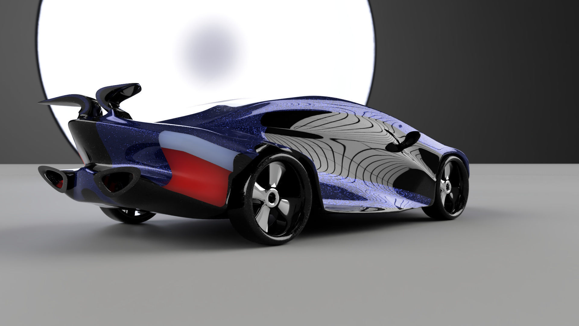 car high poly futuristic electric Low-poly 3D model_13
