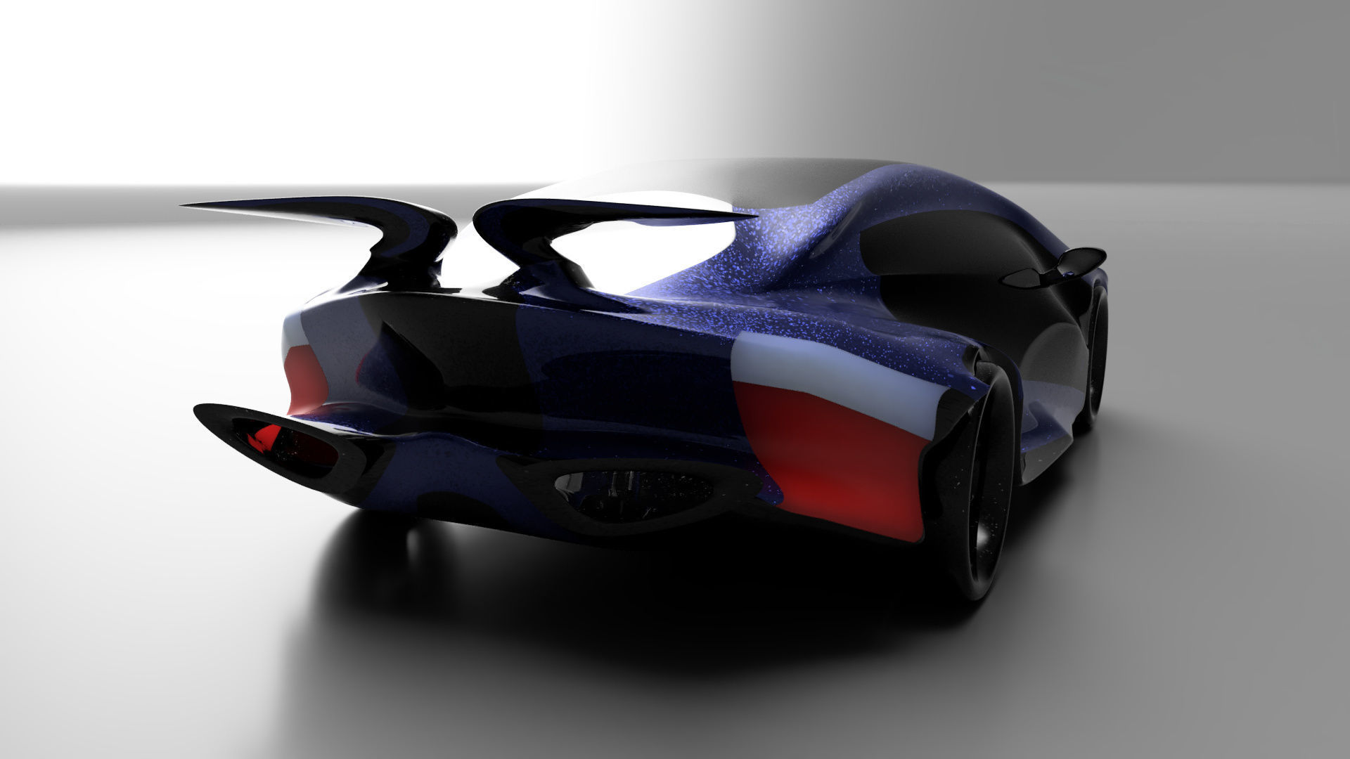 car high poly futuristic electric Low-poly 3D model_52