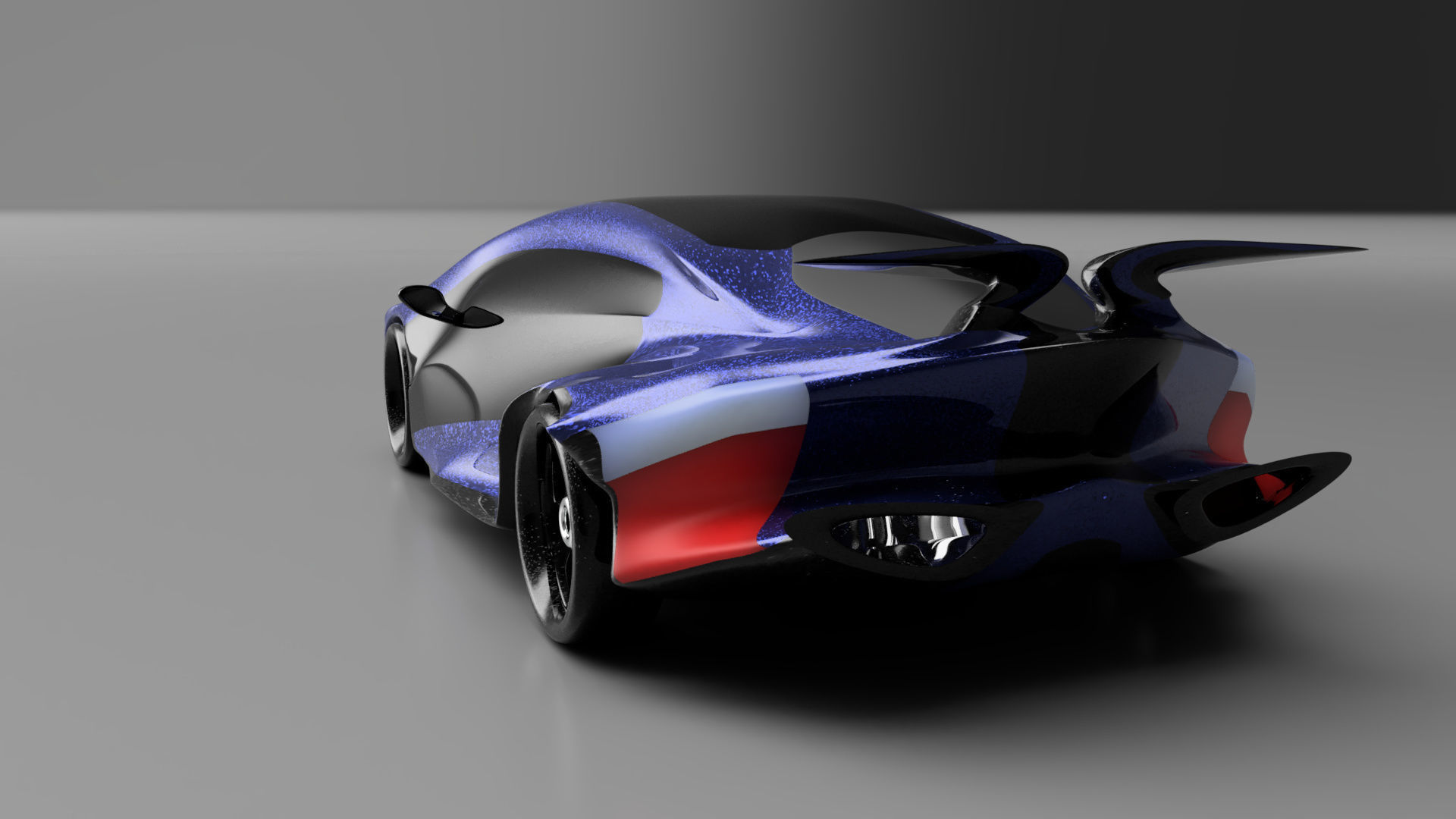 car high poly futuristic electric Low-poly 3D model_49