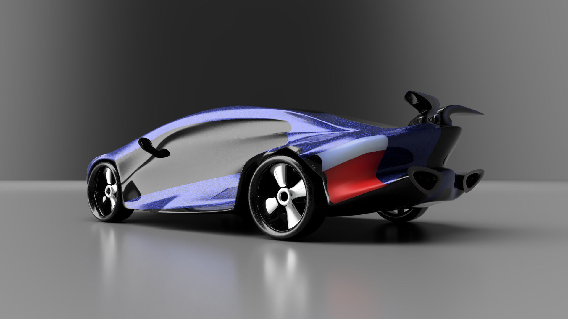 car high poly futuristic electric Low-poly 3D model_59