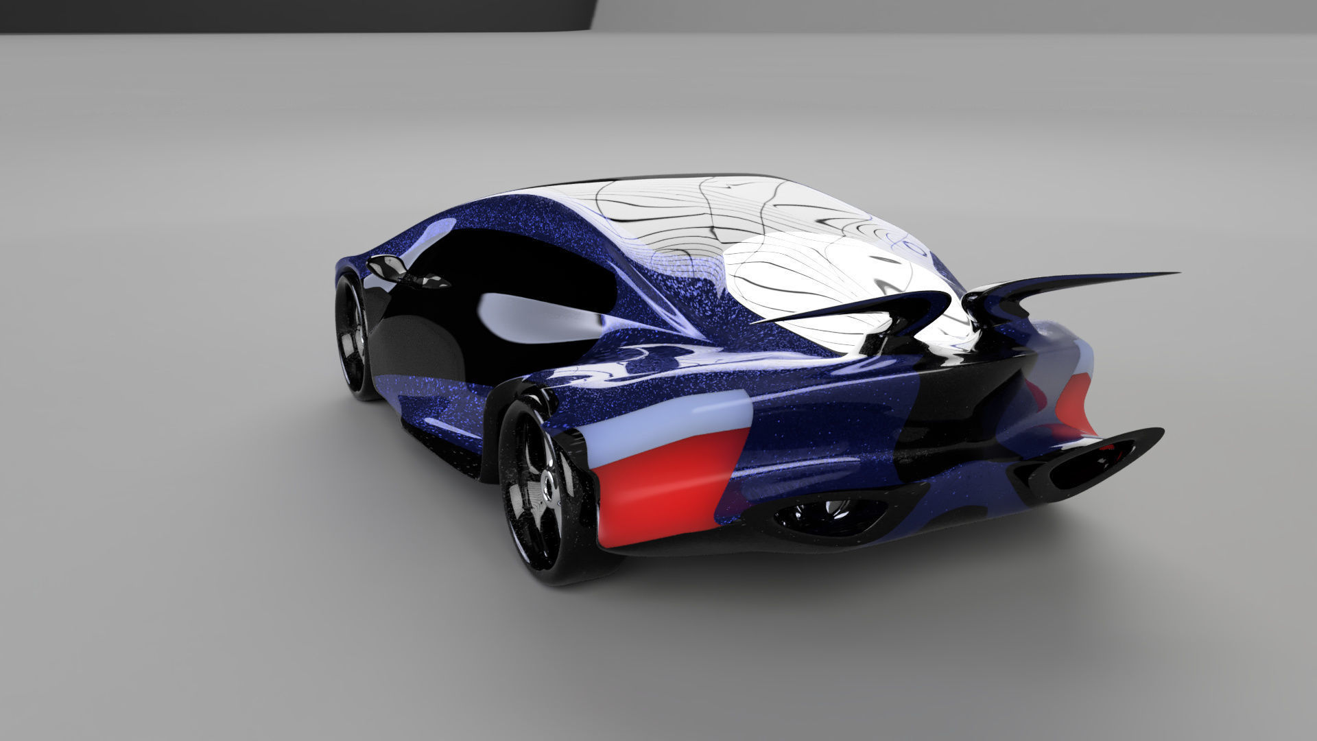 car high poly futuristic electric Low-poly 3D model_22