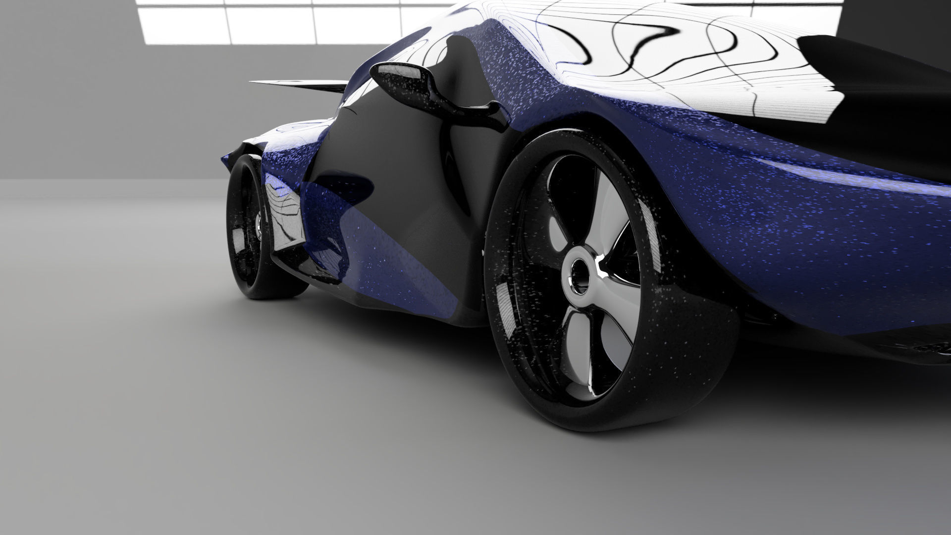car high poly futuristic electric Low-poly 3D model_36