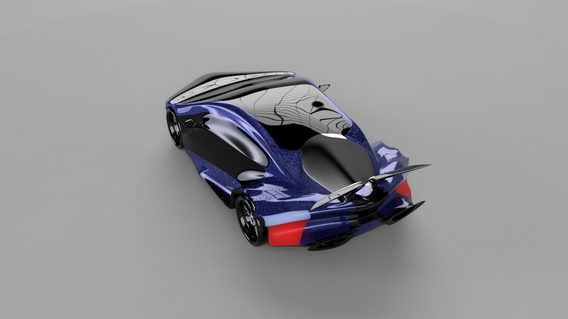 car high poly futuristic electric Low-poly 3D model_29