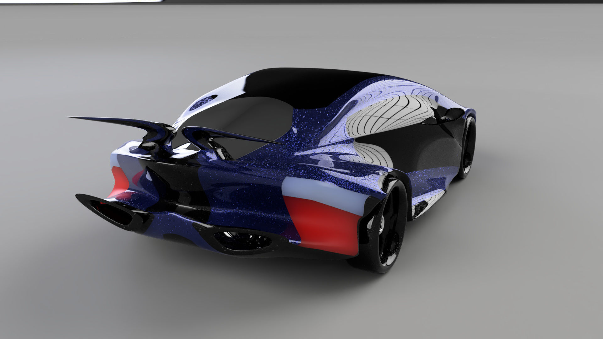 car high poly futuristic electric Low-poly 3D model_24