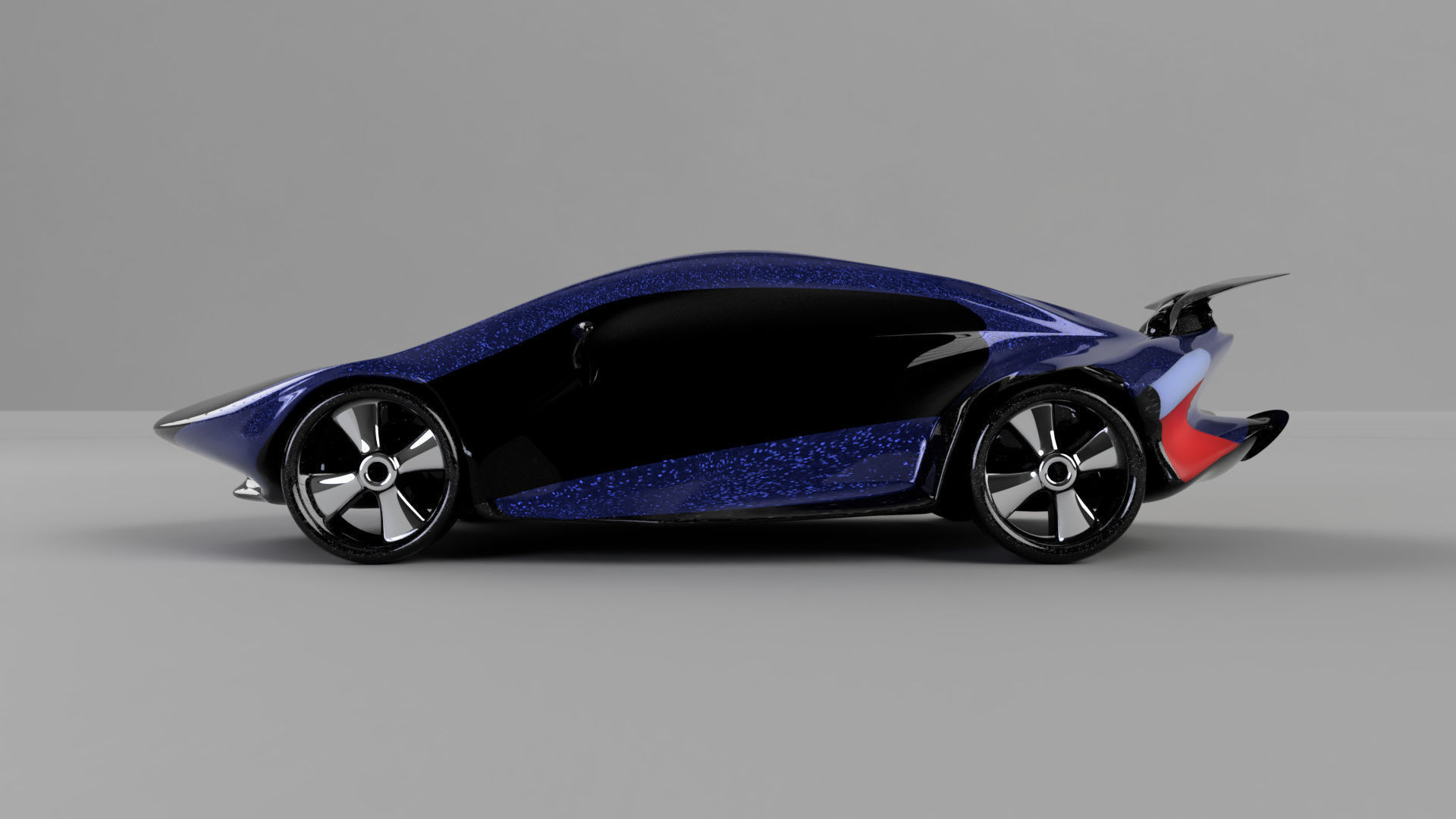 car high poly futuristic electric Low-poly 3D model_10