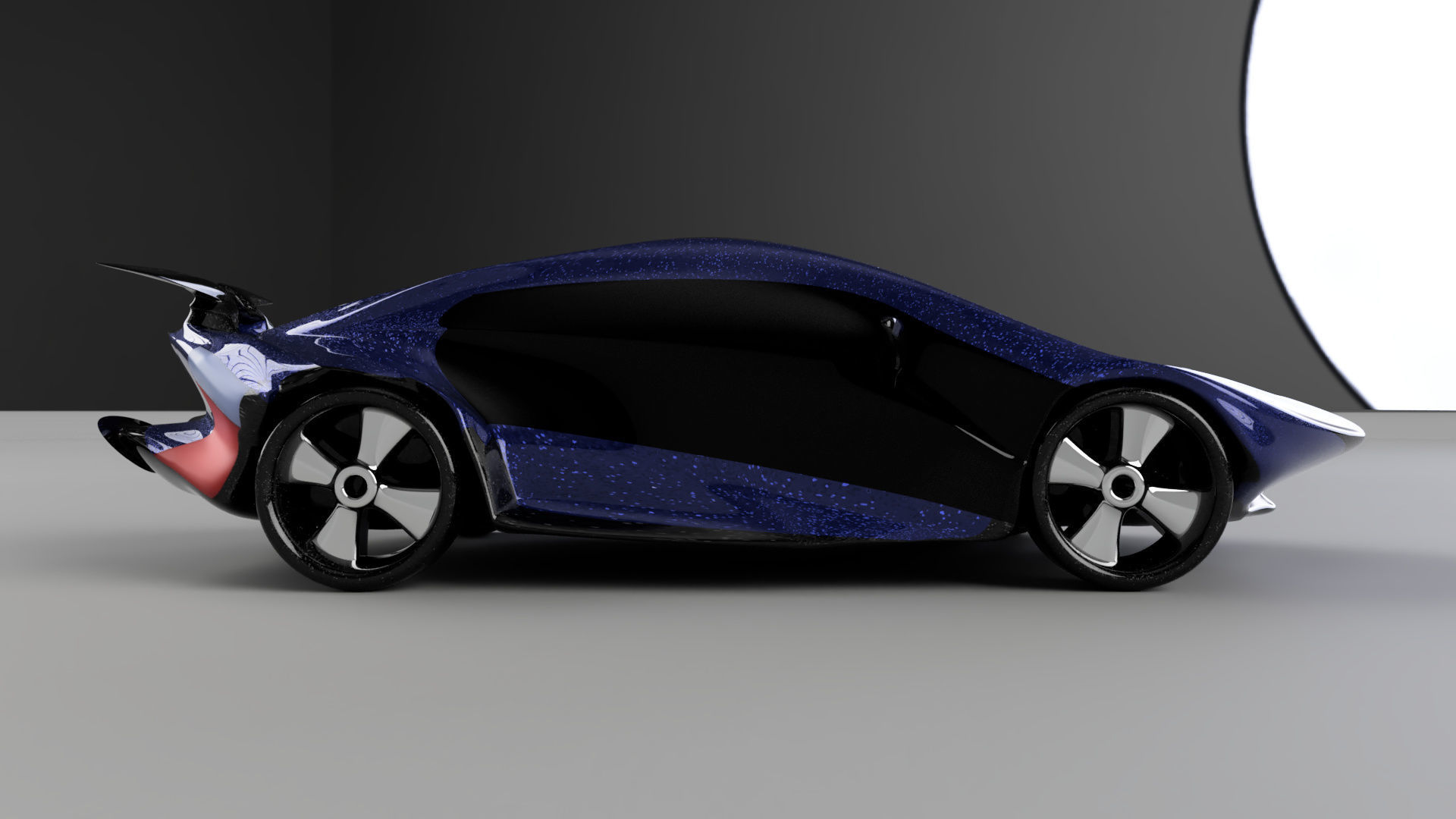car high poly futuristic electric Low-poly 3D model_14