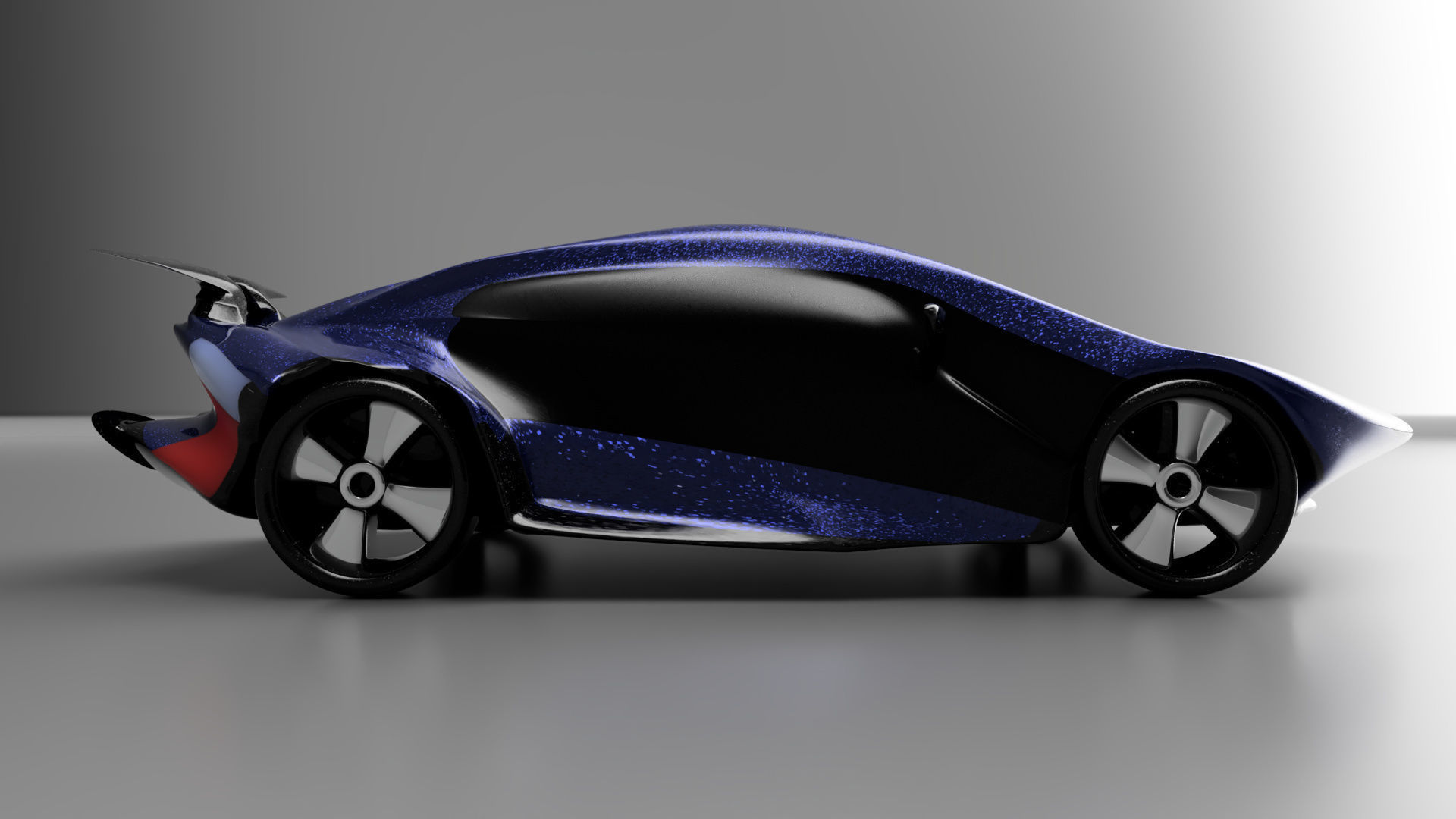 car high poly futuristic electric Low-poly 3D model_62