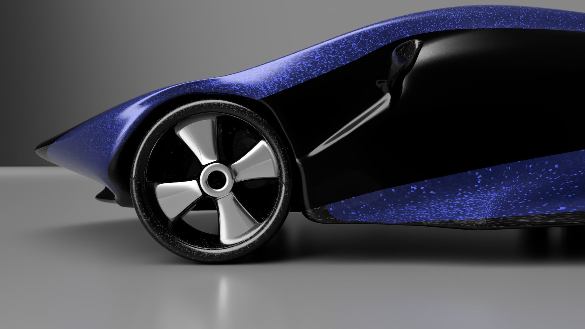 car high poly futuristic electric Low-poly 3D model_43