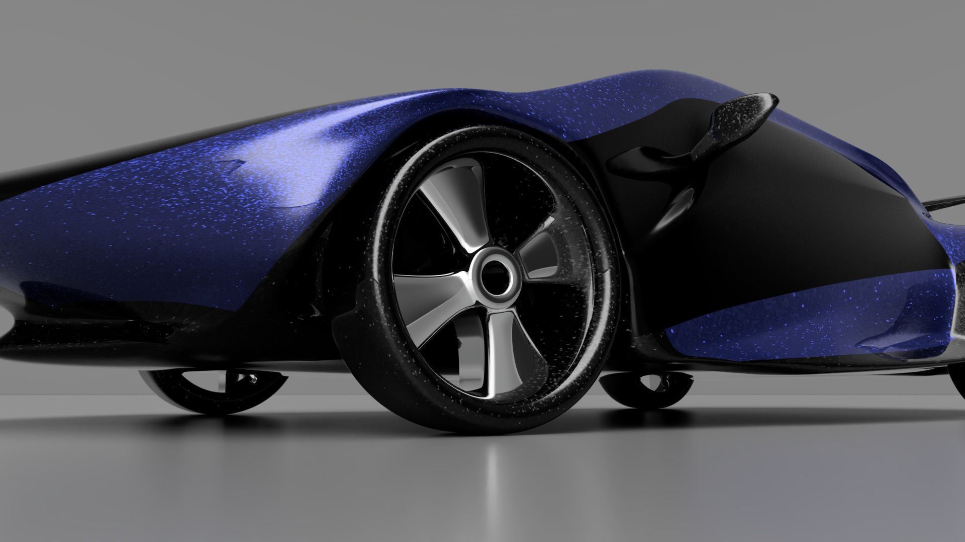 car high poly futuristic electric Low-poly 3D model_42