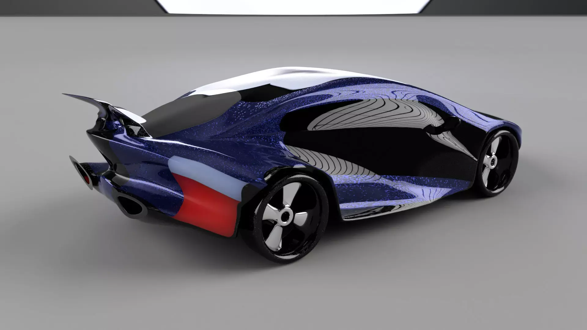 car high poly futuristic electric Low-poly 3D model_0