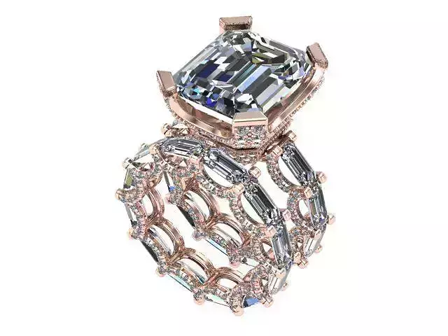 Rose and Silver Sun Ring