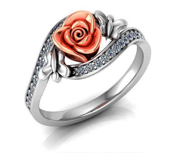 Rose Ring Flower with stones 06 3D print model