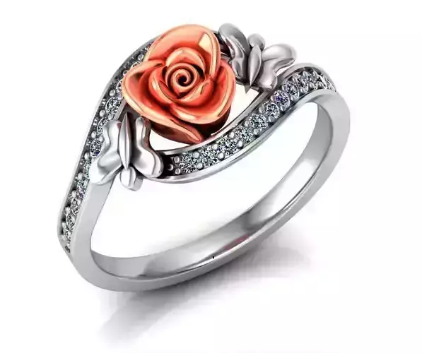 Rose Ring Flower with stones 06