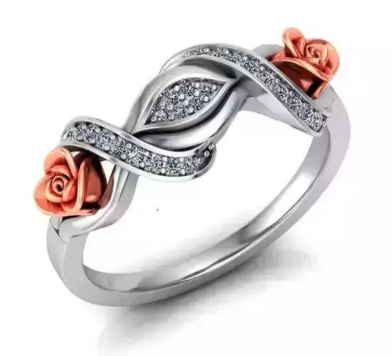 Rose Ring Flower with stones 09