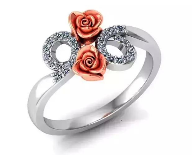 Rose Ring Flower with stones 010