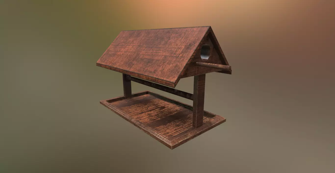Birdhouse feeder PBR Low-poly 3D model
