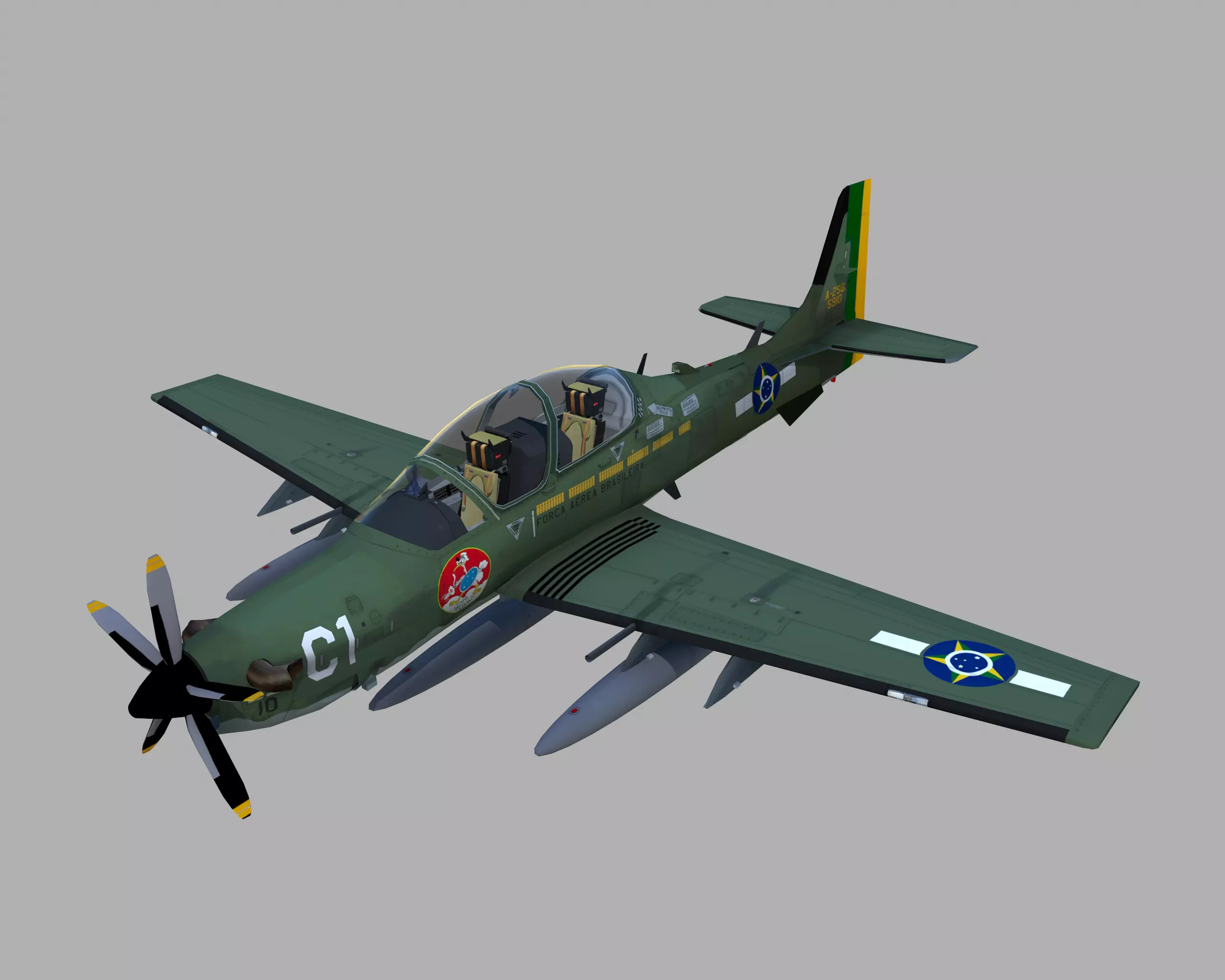 Embraer A-29B Super Tucano Dia do Aviador 3D model