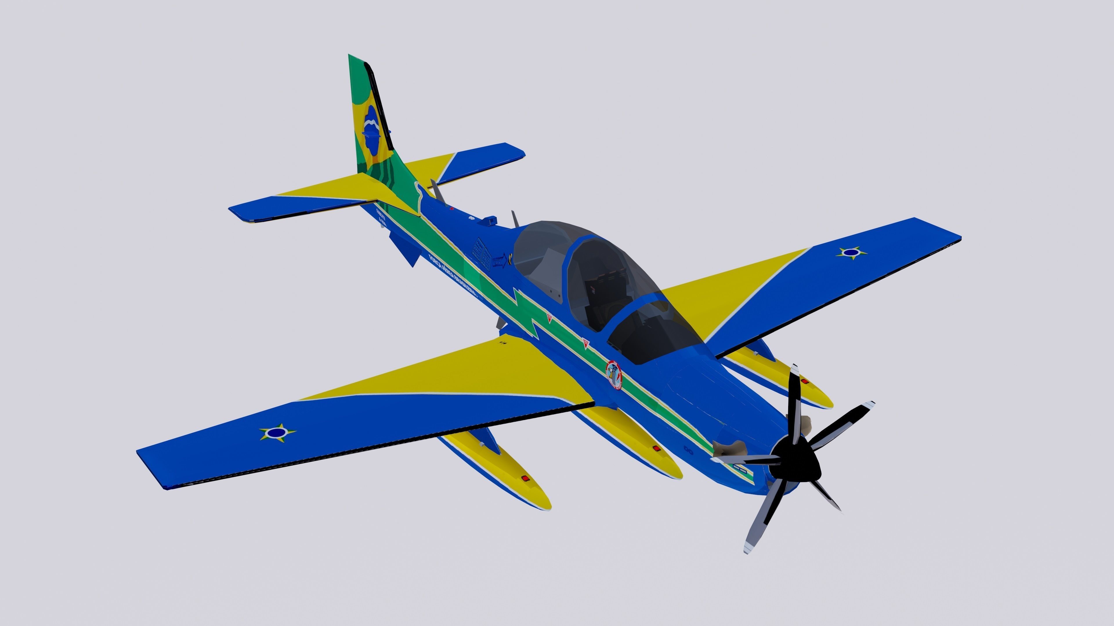 Embraer A-29A EMB 314 Super Tucano EDA 3D model_1