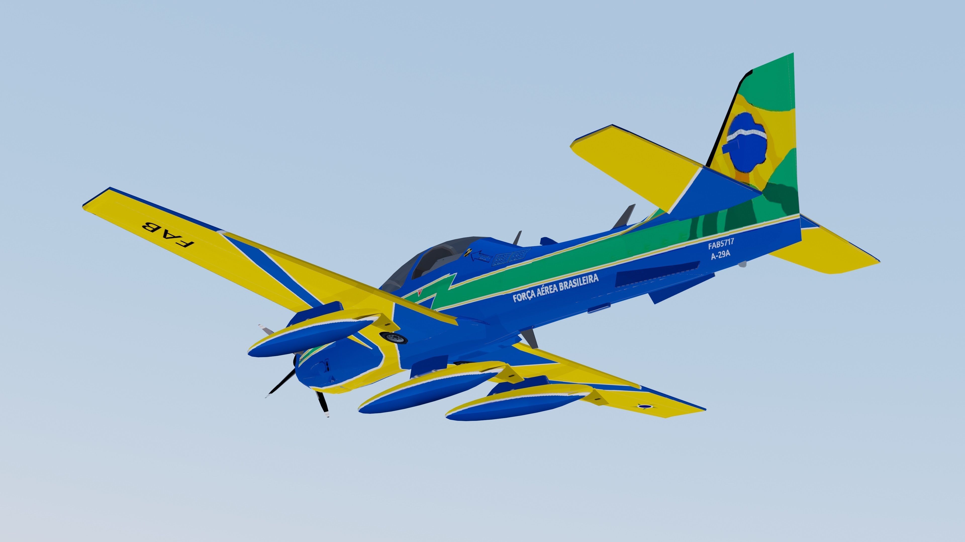 Embraer A-29A EMB 314 Super Tucano EDA 3D model_4