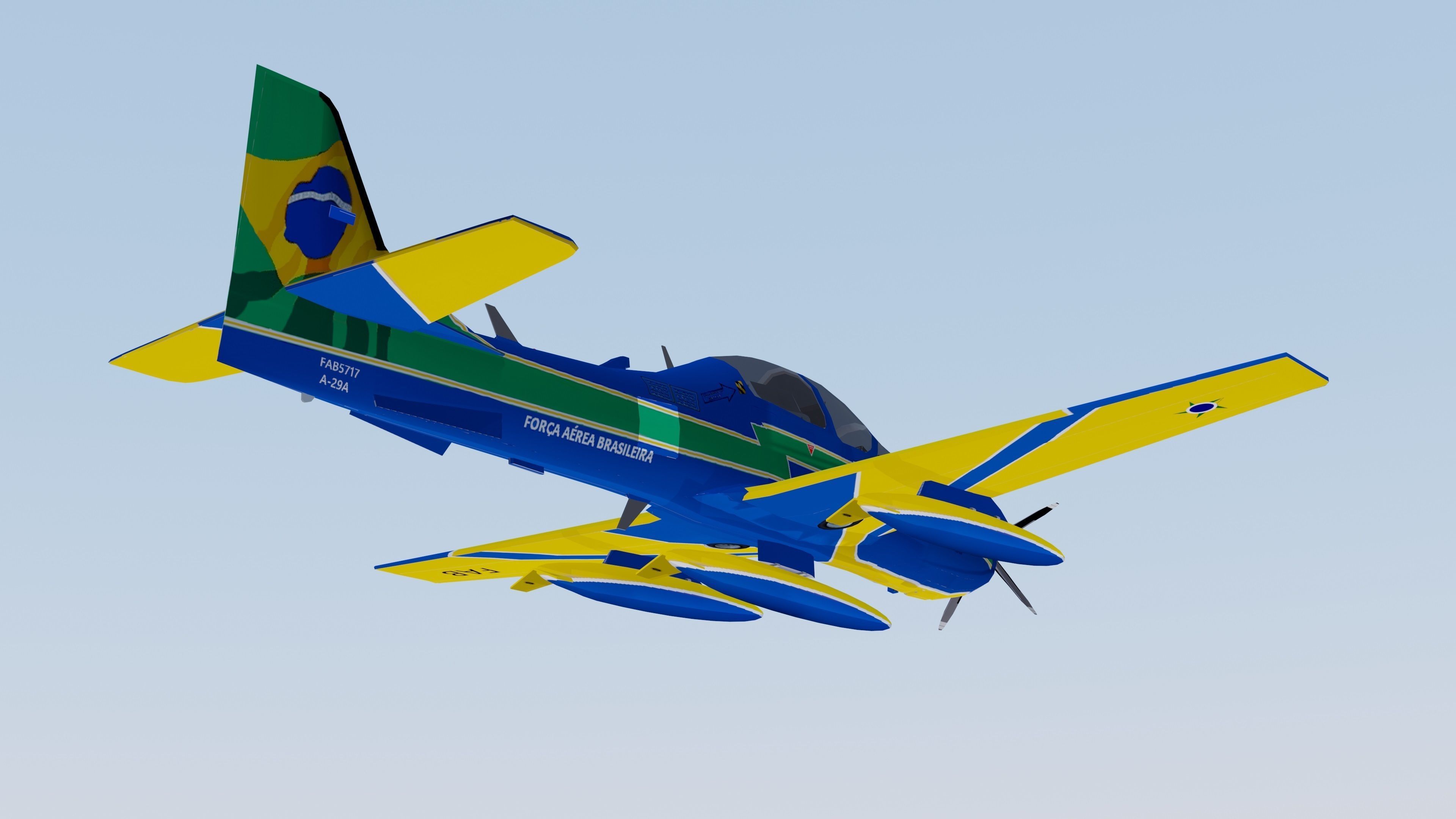 Embraer A-29A EMB 314 Super Tucano EDA 3D model_5