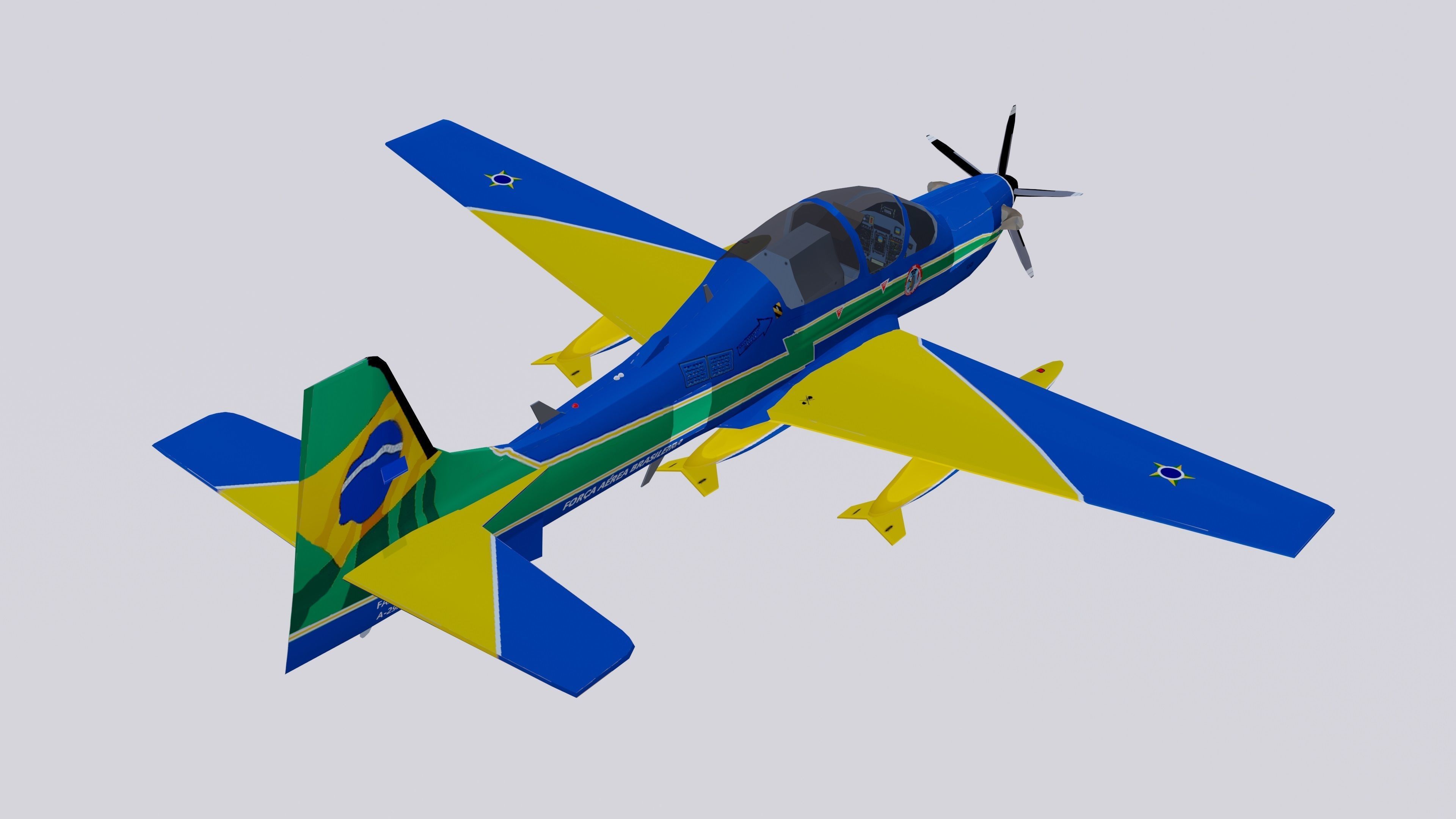 Embraer A-29A EMB 314 Super Tucano EDA 3D model_2
