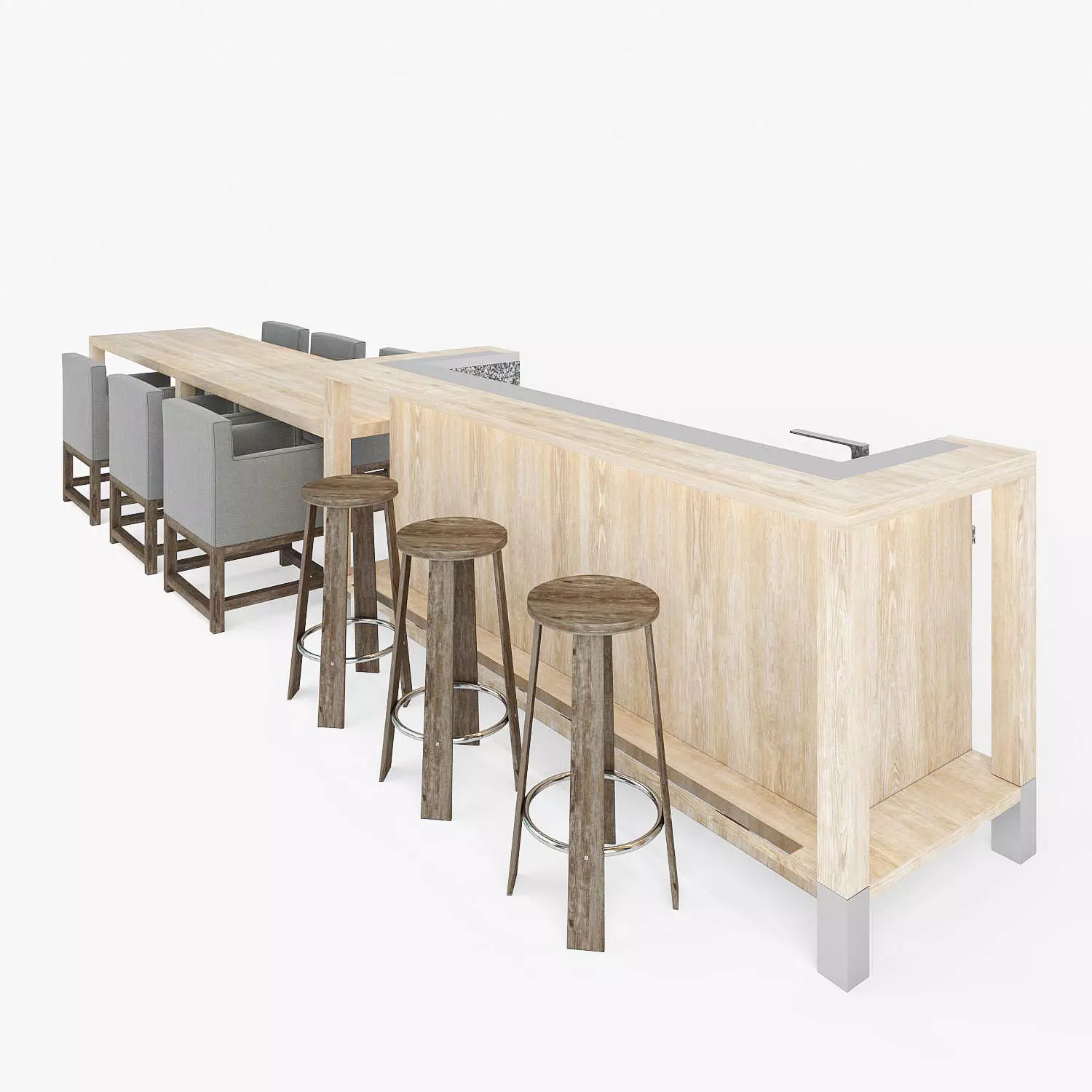 Dining table bar counter Free 3D model