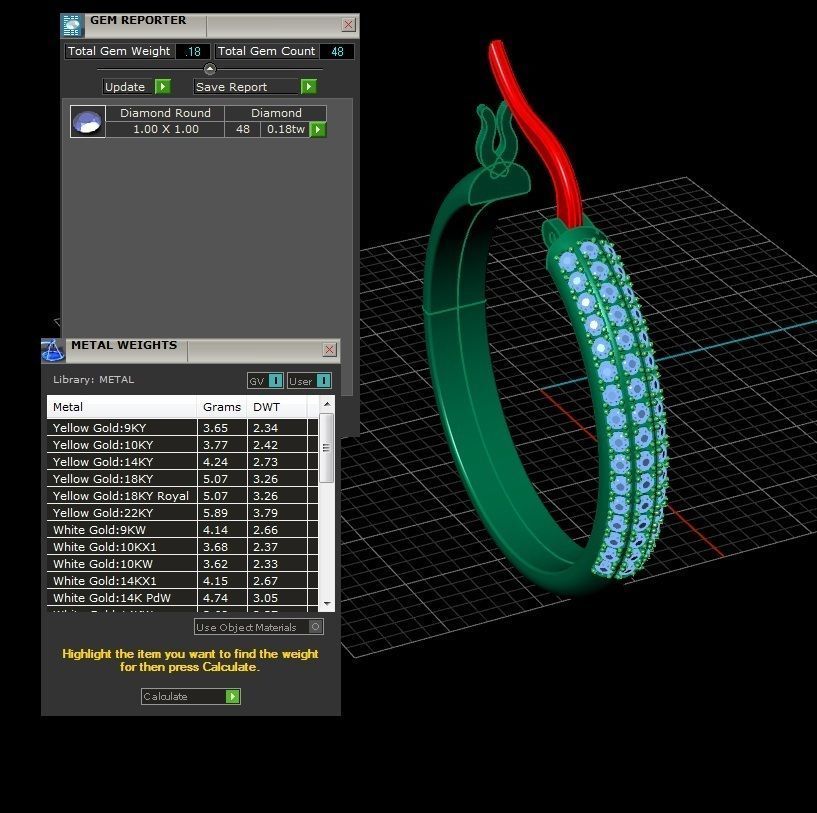 Earrings gold diamond hoop 3D print model_1