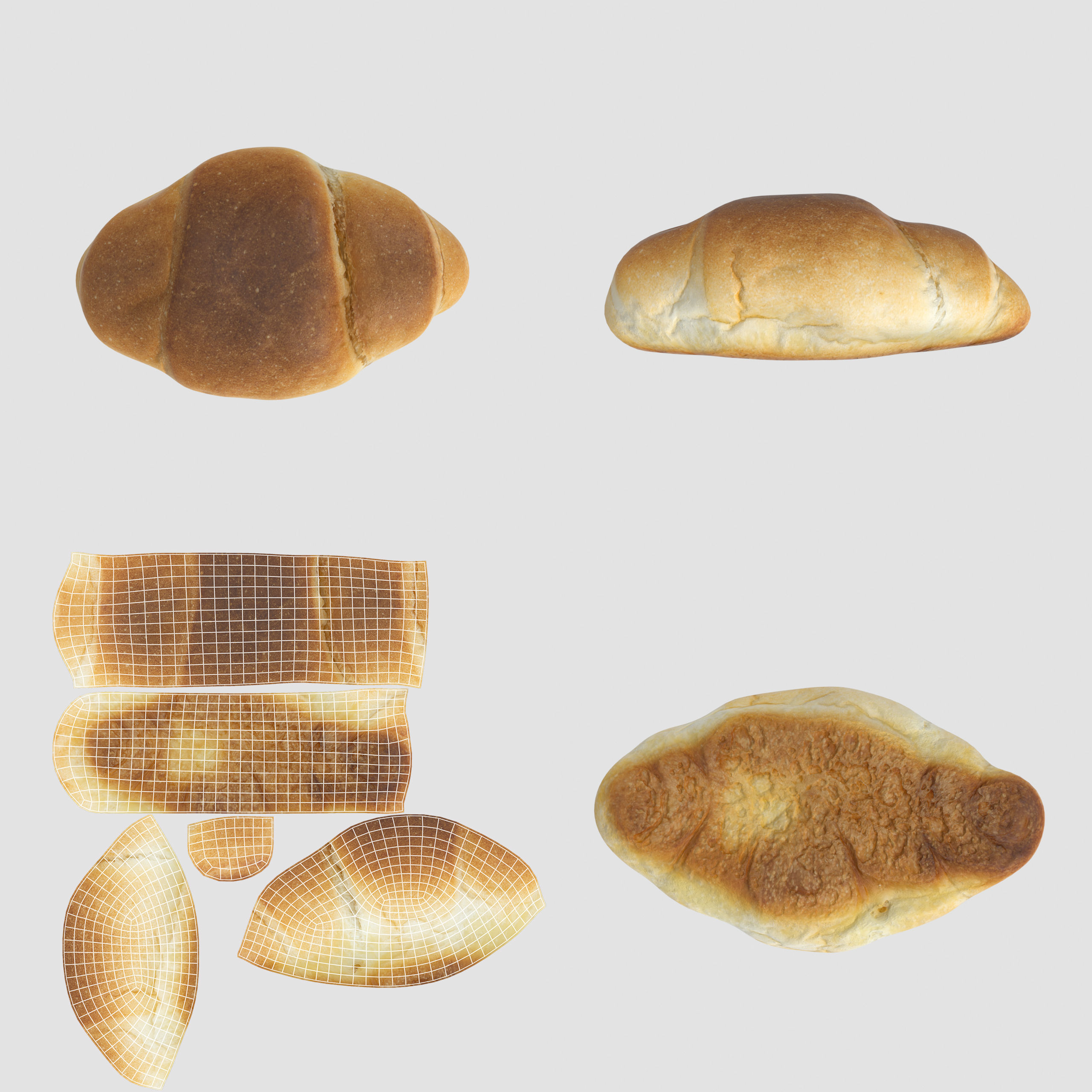 Bread Low-poly 3D model loaf of Free low-poly 3D model_7