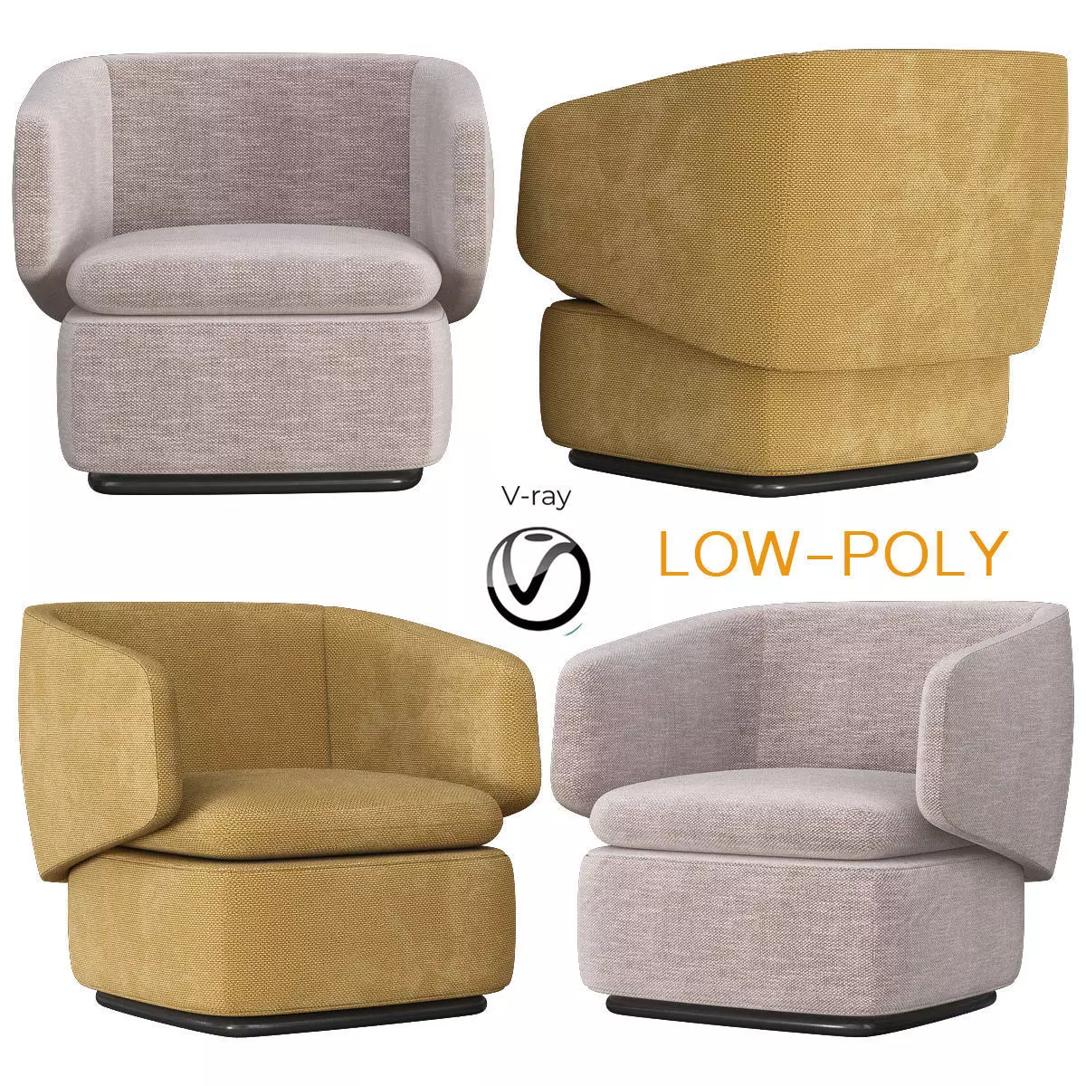 Crescent Swivel Chair Westelm 3d model Low-poly 3D model_0
