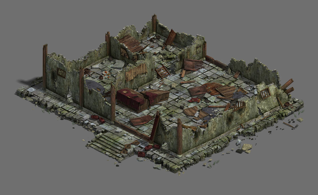 Game City - Architecture - Ruins 01 3D model_1