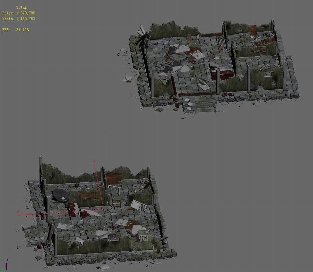 Game City - Architecture - Ruins 01 3D model_5