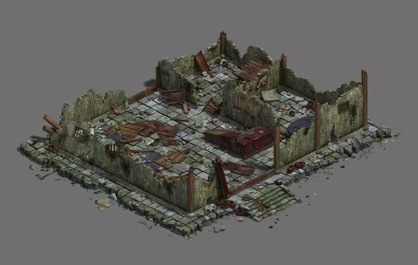Game City - Architecture - Ruins 01 3D model_0