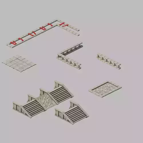 Game City Building - Staircase - Fence 2703