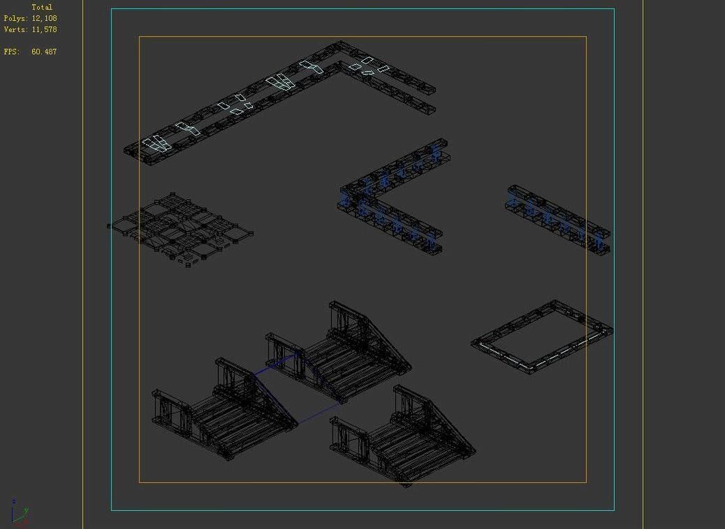 Game City Building - Staircase - Fence 2703 3D model_3