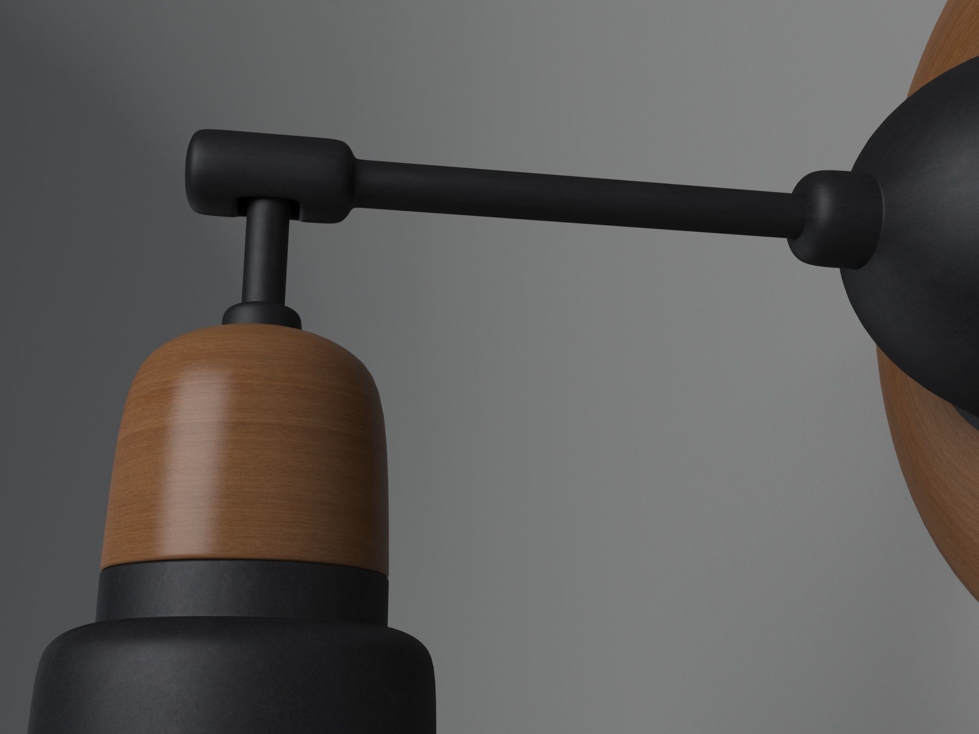 Anthracite Sconce Lamp With Wooden Detail 3D model_5