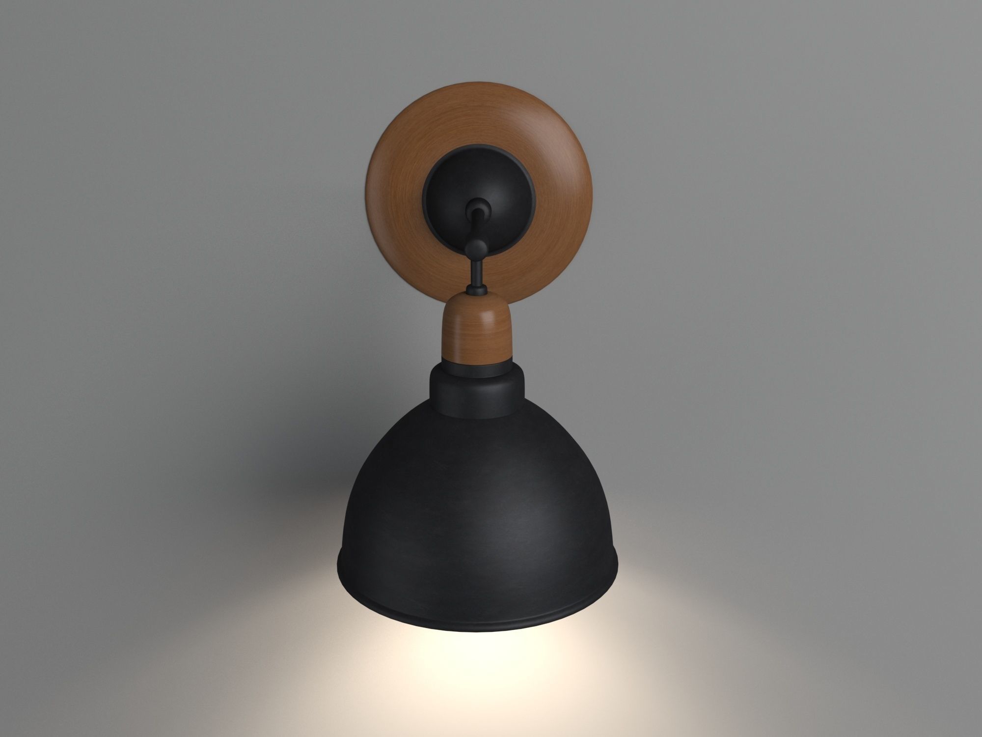 Anthracite Sconce Lamp With Wooden Detail 3D model_1