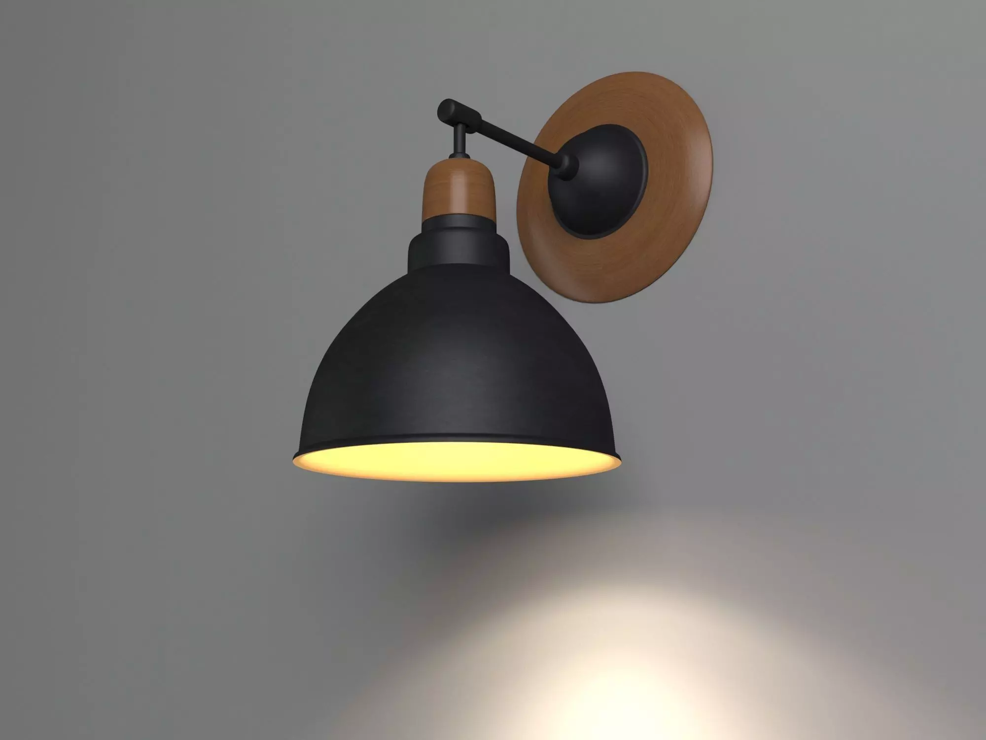 Anthracite Sconce Lamp With Wooden Detail 3D model_0