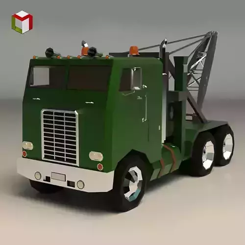 Low Poly Vintage Truck 04 Low-poly 3D model