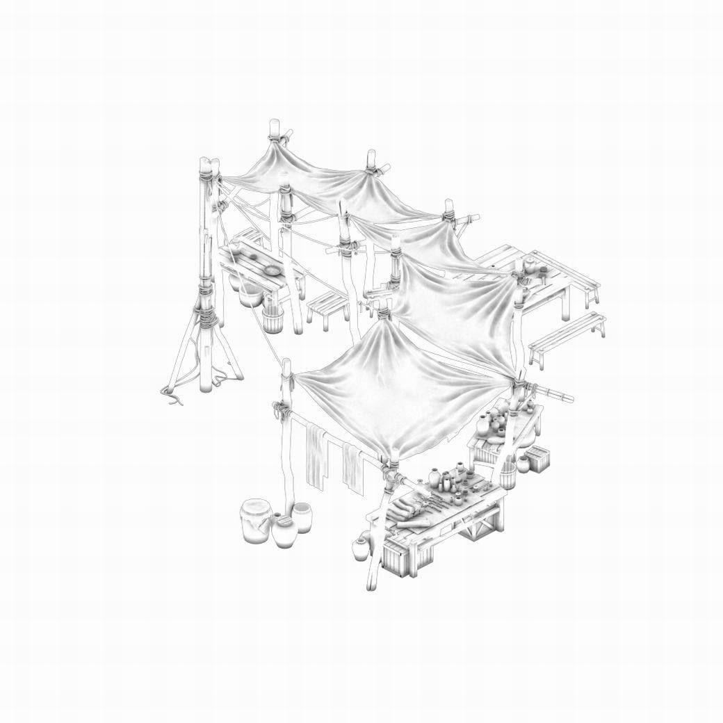 Game Prairie - stalls 02 3D model_2