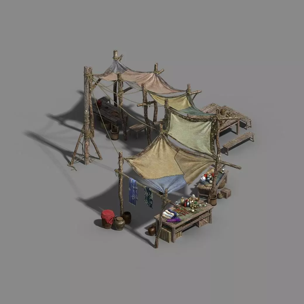 Game Prairie - stalls 02 3D model_0