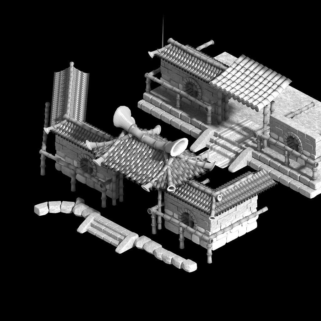 Game Dazhufeng - bamboo house 01 3D model_2