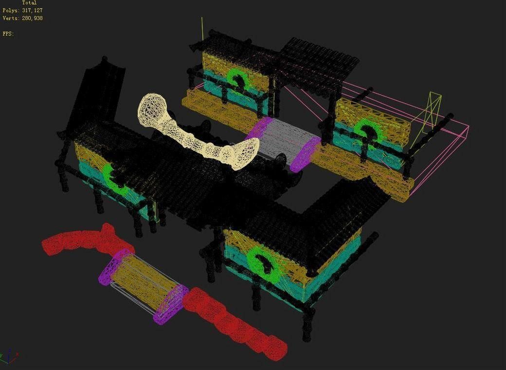 Game Dazhufeng - bamboo house 01 3D model_3