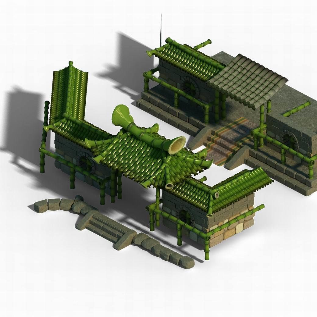 Game Dazhufeng - bamboo house 01 3D model_1