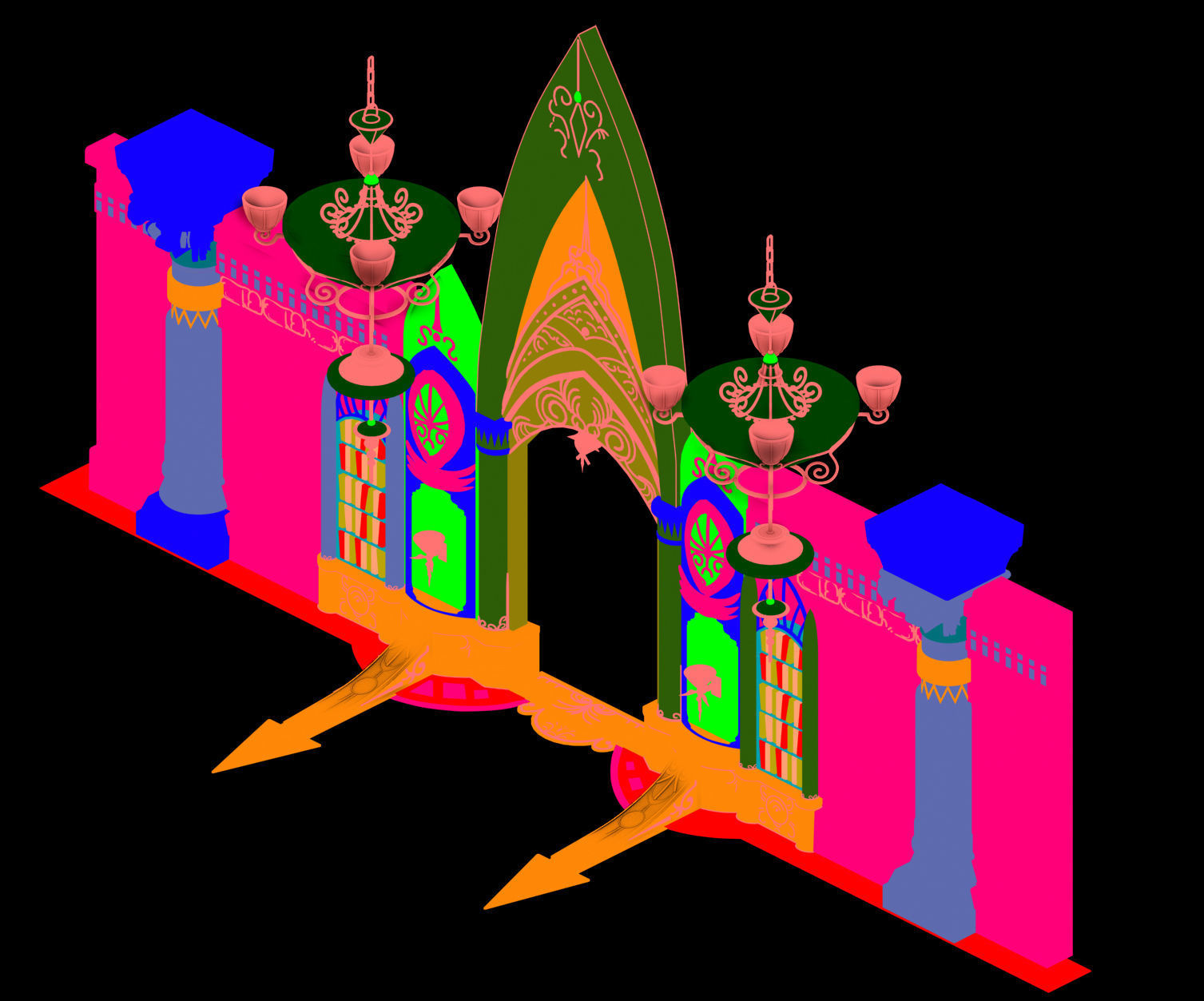 Game Advanced Collection Area - Entrance Gate 01 3D model_4