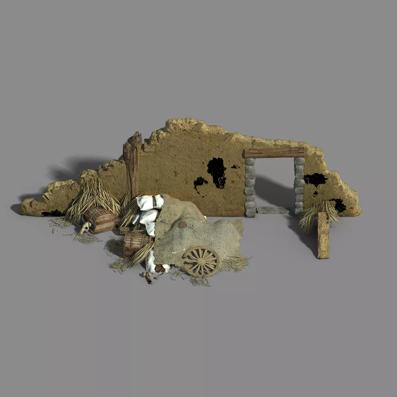 Game Monster Camp - Broken Earth Wall Cottage 8 3D model_0