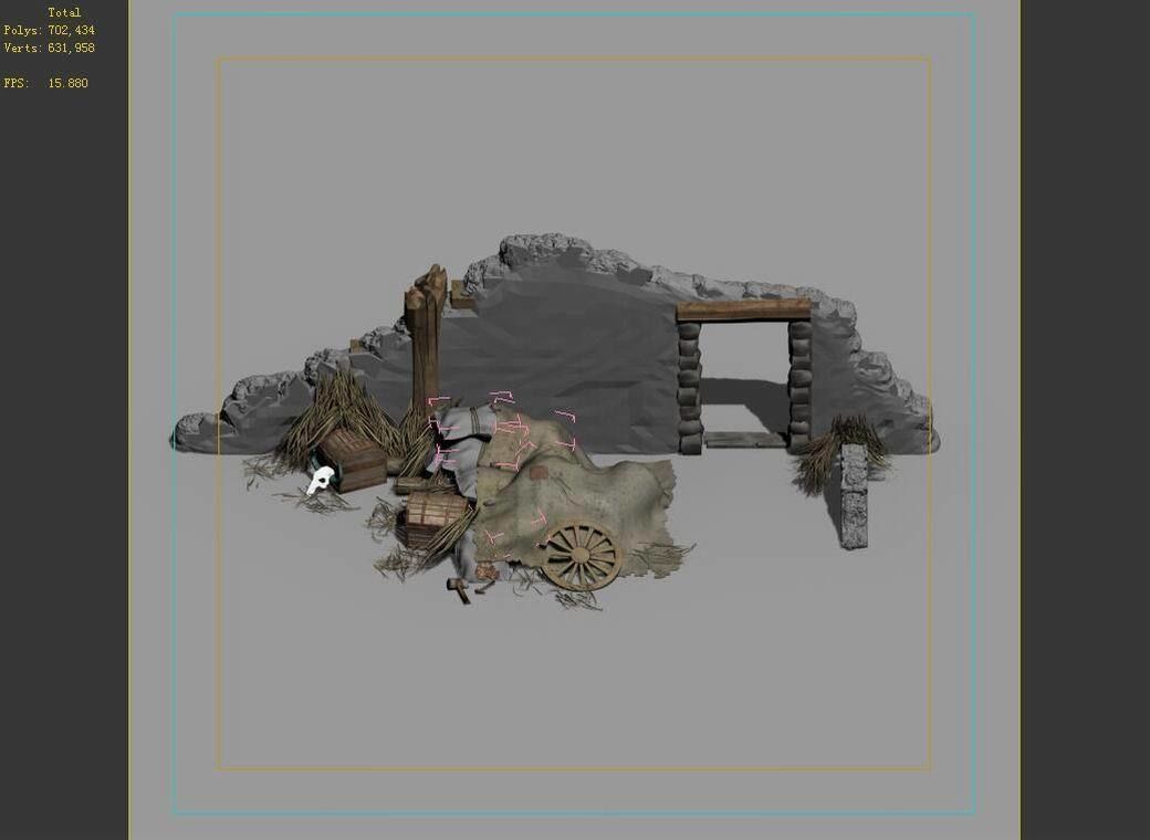 Game Monster Camp - Broken Earth Wall Cottage 8 3D model_4
