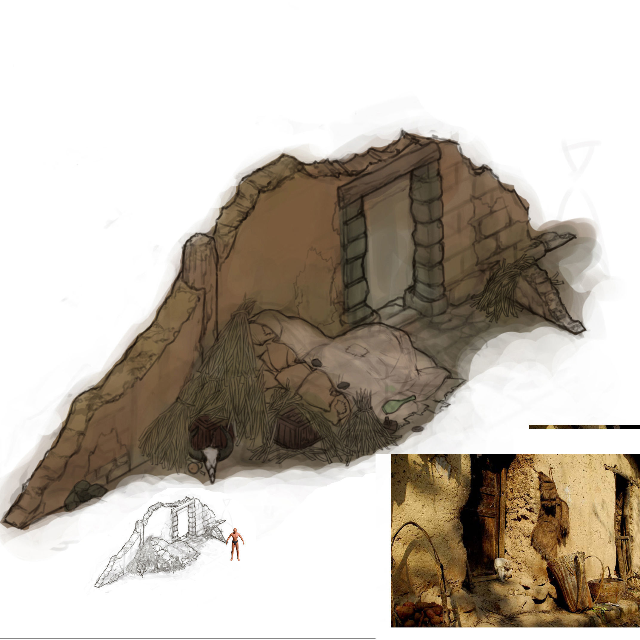 Game Monster Camp - Broken Earth Wall Cottage 8 3D model_2