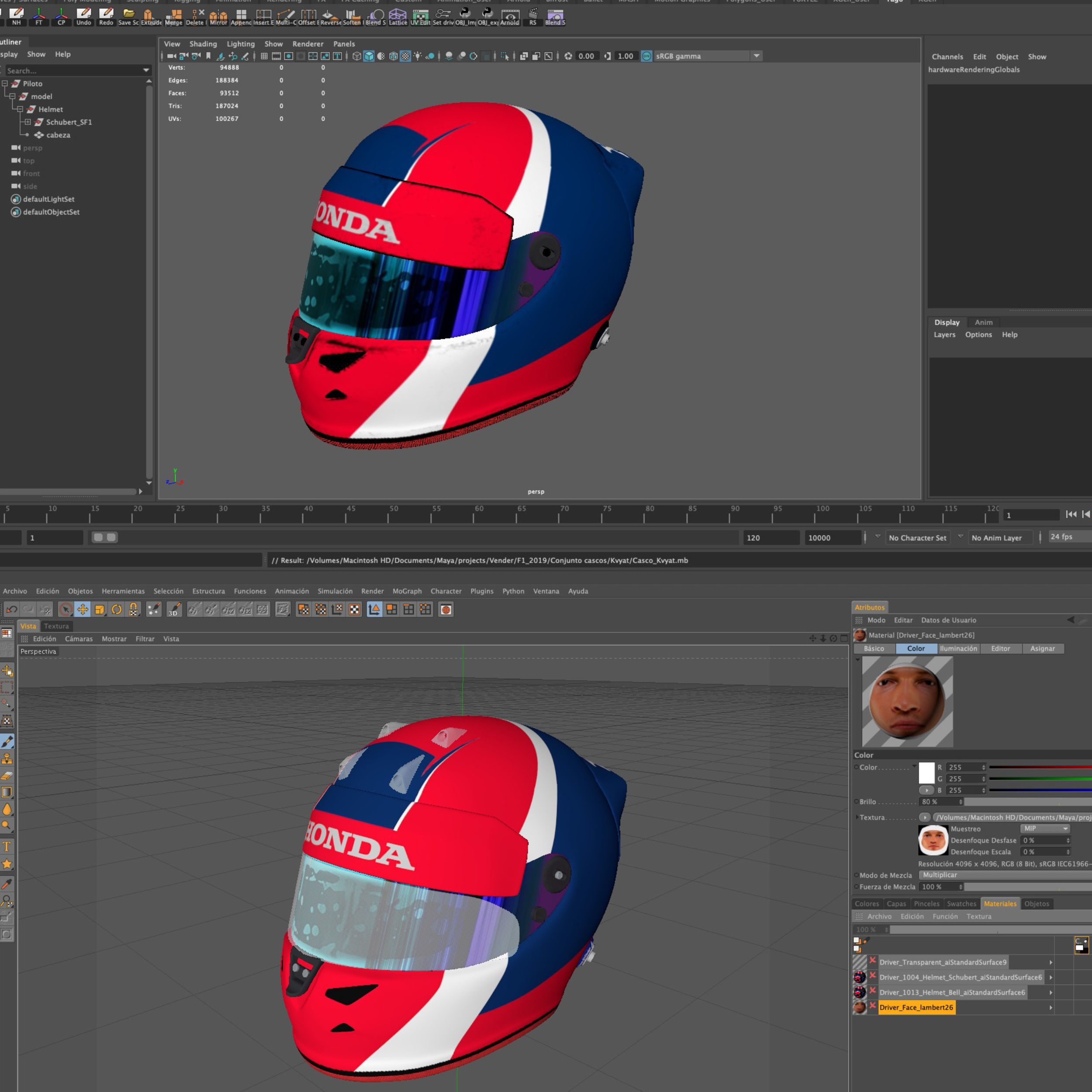 Kvyat helmet 2019 Low-poly 3D model_13